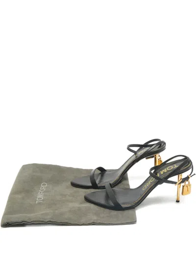 Pre-owned Tom Ford Padlock Leather Sandals In Black