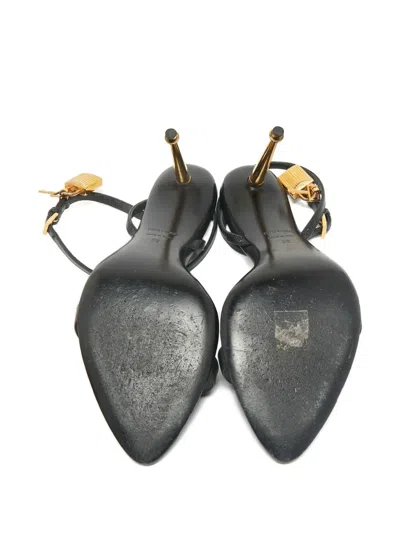 Pre-owned Tom Ford Padlock Leather Sandals In Black