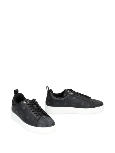 Mcm Neo Terrain Lo Sneakers With Monogram Canvas In Black