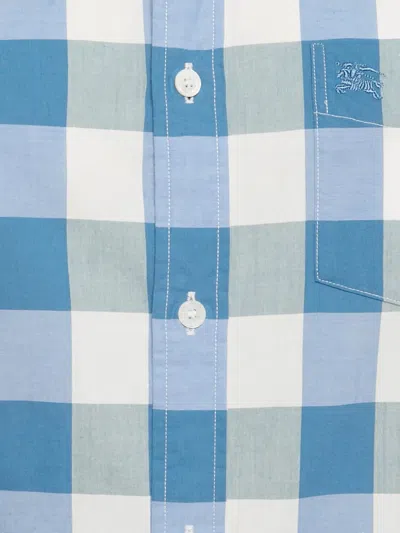 Pre-owned Burberry Check-pattern Cotton Shirt In Blue