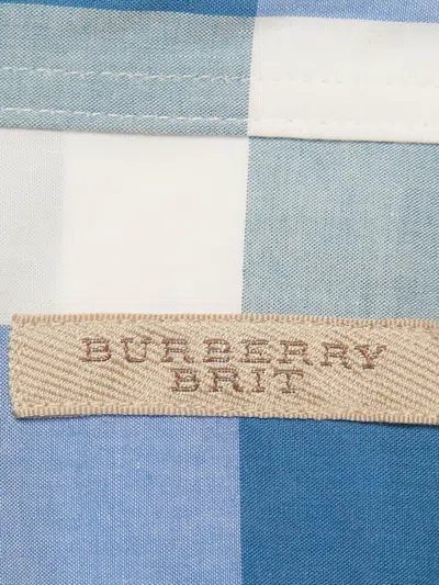 Pre-owned Burberry Check-pattern Cotton Shirt In Blue