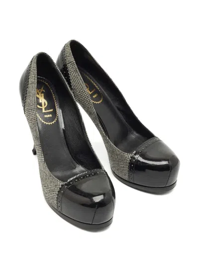 Pre-owned Saint Laurent Patent Leather Platform Pumps In Black
