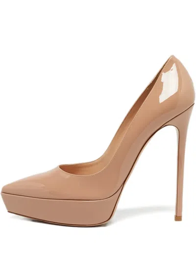 Pre-owned Gianvito Rossi Dasha Platform Pumps In Neutral