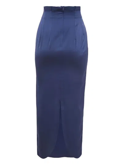 Pre-owned Armani Vintage Pleated Maxi Skirt In Blue