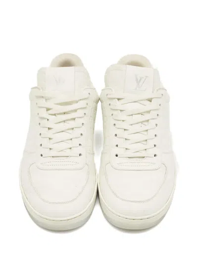 Pre-owned Louis Vuitton Rivoli Leather Lace-up Sneakers In White