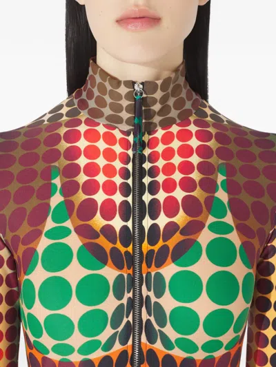 Jean Paul Gaultier High-neck Zip-up Midi Dress In Brown