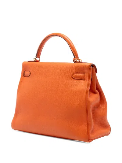 Pre-owned Hermes 2001 Clemence Kelly Ii Retourne 32 Satchel In Orange