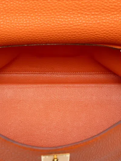 Pre-owned Hermes 2001 Clemence Kelly Ii Retourne 32 Satchel In Orange