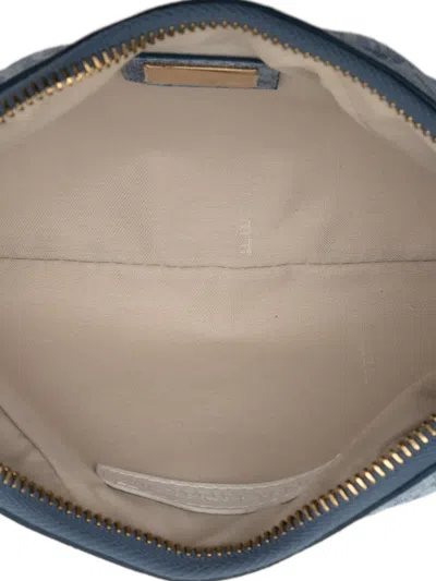 Pre-owned Fendi 2000-2010 Zucchino Spalmati Chain Pochette Shoulder Bag In Blue