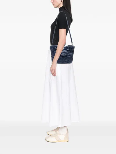 Pre-owned Miu Miu 2010-2025 Matelasse Nappa Crystal Satchel In Blue