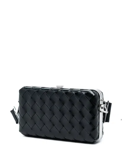 Pre-owned Bottega Veneta 2012-2025 Spazzolato Intrecciato Box Messenger Bag Crossbody Bag In Black