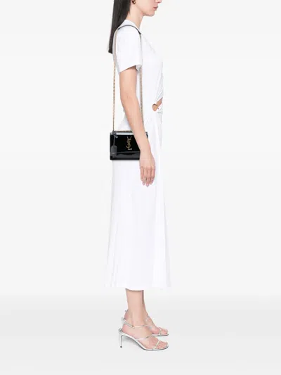 Pre-owned Saint Laurent 2018 Small Patent Monogram Sunset Crossbody Bag In Black