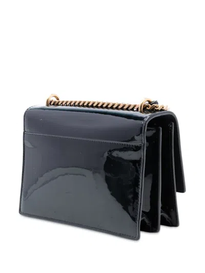 Pre-owned Saint Laurent 2018 Small Patent Monogram Sunset Crossbody Bag In Black