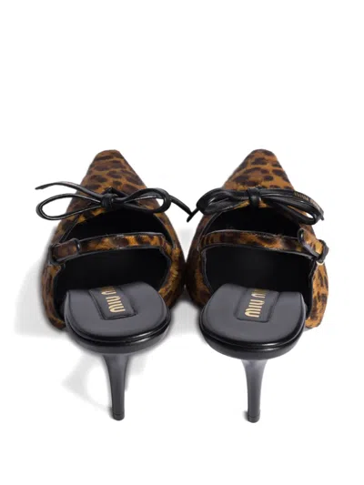 Miu Miu Logo-print Pumps In Brown