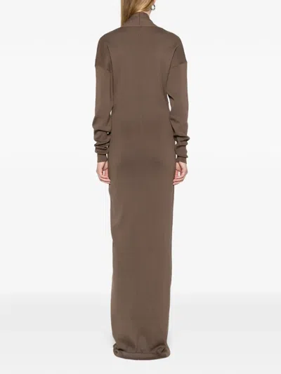 Entire Studios Rallel V-neck Long-sleeve Maxi Dress In Brown
