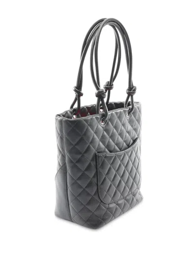 Pre-owned Chanel 2005-2006  Cambon Line Medium Leather Patent Leather Black Used Women Tote Bag