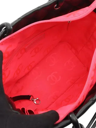 Pre-owned Chanel 2005-2006  Cambon Line Medium Leather Patent Leather Black Used Women Tote Bag