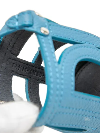 Pre-owned Fendi 2000-2025 Zucca Canvas And Leather Step Out Bucket Bag Charm Key Chain In Blue