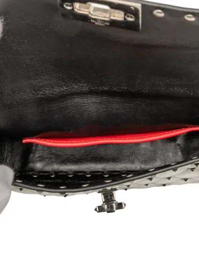 Pre-owned Valentino Garavani 2000-2017 Small Patent Rockstud Spike Satchel In Silver