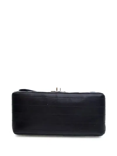 Pre-owned Chanel 2016-2017 Mini Square Classic Chevron Lambskin Single Flap Crossbody Bag In Black