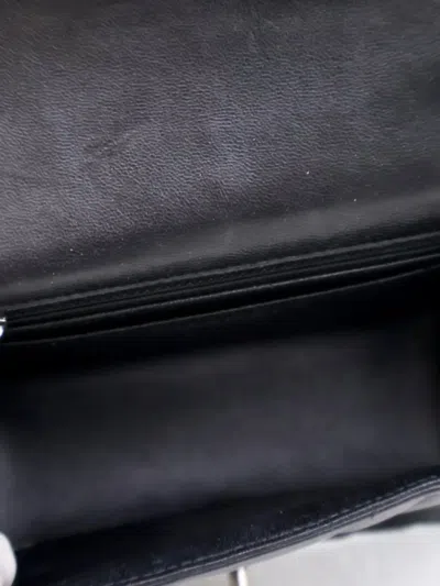 Pre-owned Chanel 2016-2017 Mini Square Classic Chevron Lambskin Single Flap Crossbody Bag In Black