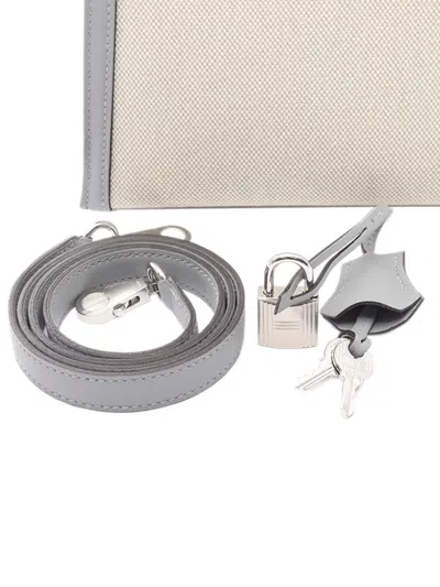 Pre-owned Hermes 2025 Toile And Swift Kelly Ii Sellier 25 Satchel In Brown