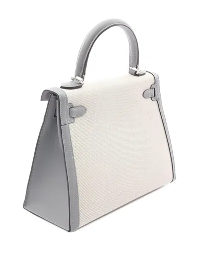 Pre-owned Hermes 2025 Toile And Swift Kelly Ii Sellier 25 Satchel In Brown