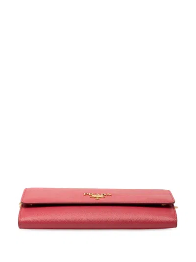Pre-owned Prada 2000-2013 Saffiano Wallet On Chain Crossbody Bag In Pink