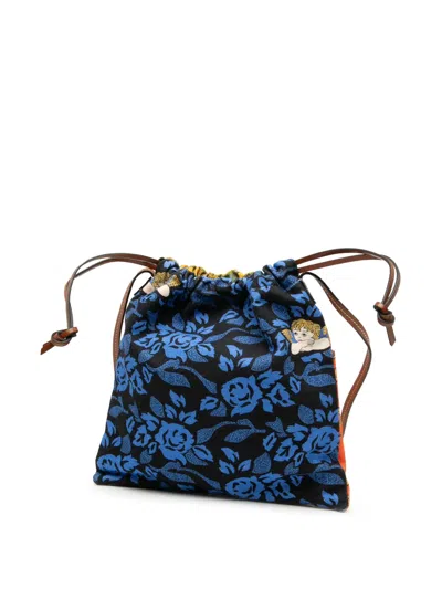 Pre-owned Loewe 2019 Paulas Ibiza Canvas Angel Drawstring Crossbody Bag In Orange