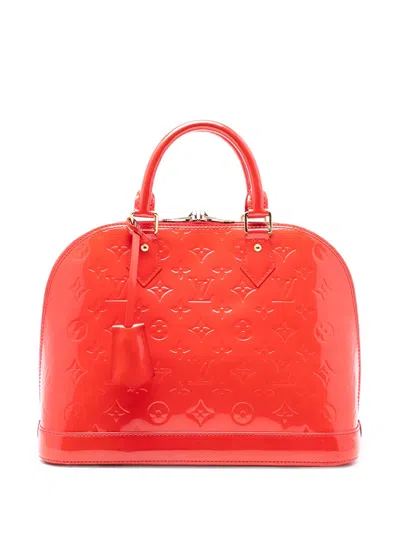 Pre-owned Louis Vuitton 2012 Monogram Vernis Alma Pm Satchel In Orange