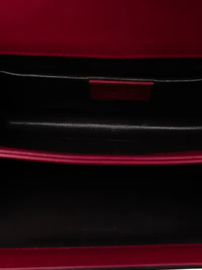 Pre-owned Gucci 2016-2025 Small Polished Calfskin Interlocking G Dollar Crossbody Bag In Red