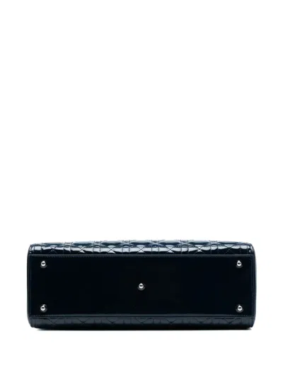 Pre-owned Dior 2010 Large Patent Cannage Lady  Satchel In Blue