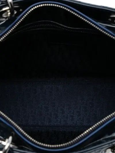 Pre-owned Dior 2010 Large Patent Cannage Lady  Satchel In Blue