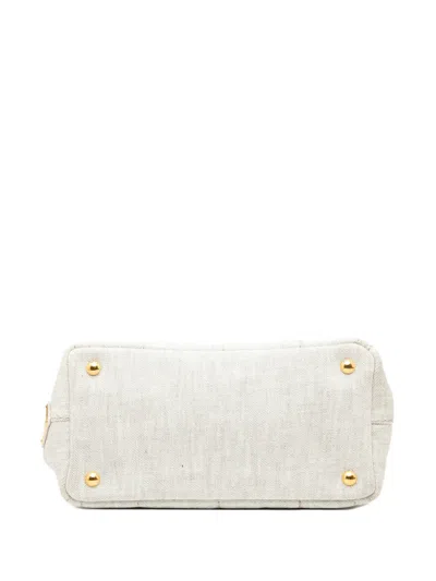 Pre-owned Prada 2010-2025 Small Denim Canapa Logo Satchel In Gray
