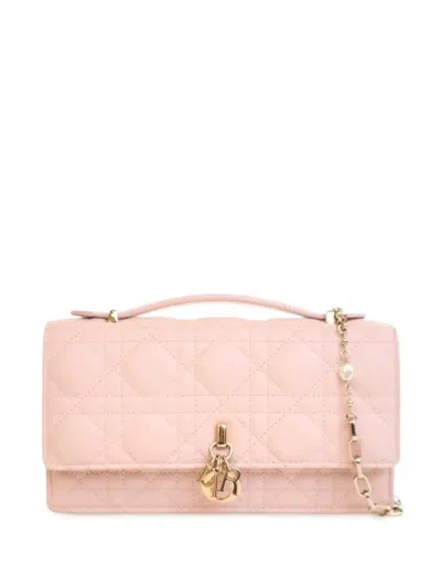 Pre-owned Dior 2024 Lambskin Cannage My  Mini Bag Satchel In Pink