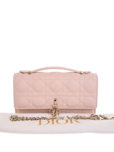 Pre-owned Dior 2024 Lambskin Cannage My  Mini Bag Satchel In Pink