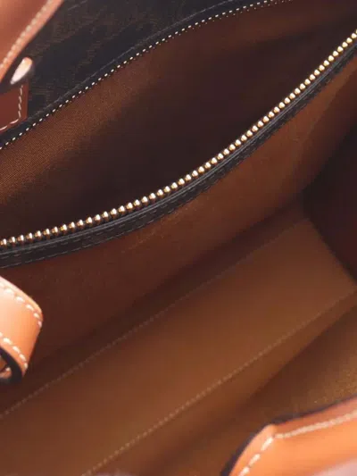 Pre-owned Celine 2021-2025 Small Triomphe Coated Canvas Vertical Cabas Tote Satchel In Black