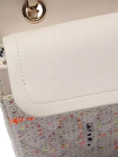 Pre-owned Chanel 2021-2025 Medium Classic Tweed Double Flap Crossbody Bag In White
