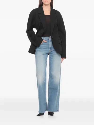 Mother Five-pocket Wide-leg Jeans In Black