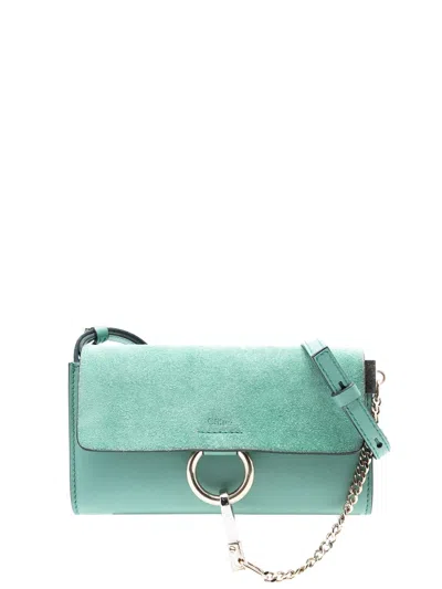 Pre-owned Chloé 2017 Small Suede And Calfskin Faye Crossbody Bag In Green
