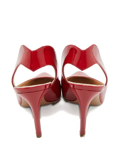 Pre-owned Dior Pointed Patent Leather Slingback Pumps In Red