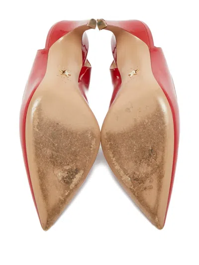Pre-owned Dior Pointed Patent Leather Slingback Pumps In Red