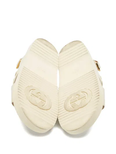 Pre-owned Gucci Logo-detail Leather Sandals In Neutral