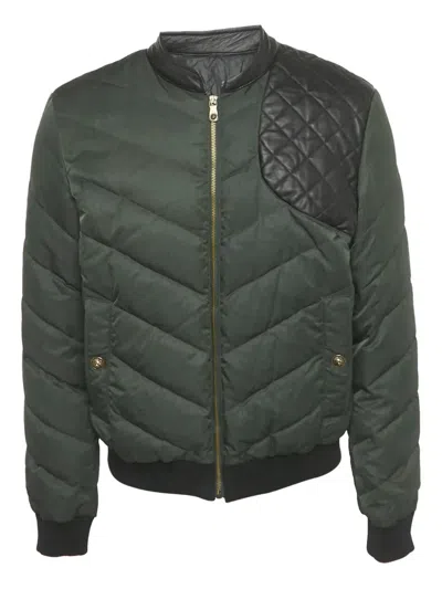 Pre-owned Versus Quilted Leather Jacket In Green