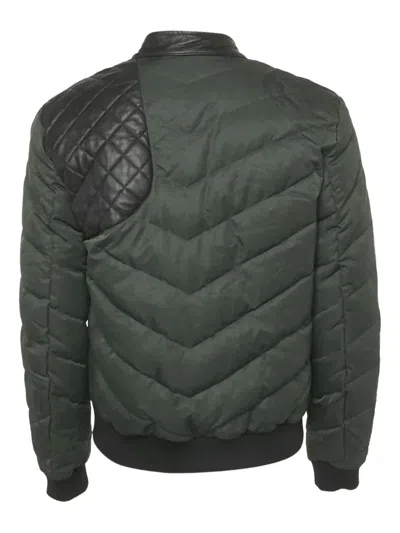 Pre-owned Versus Quilted Leather Jacket In Green