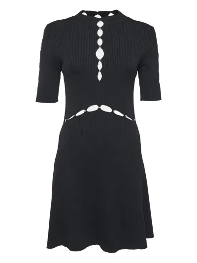 Pre-owned Maje Knit Cutout Midi Dress In Black
