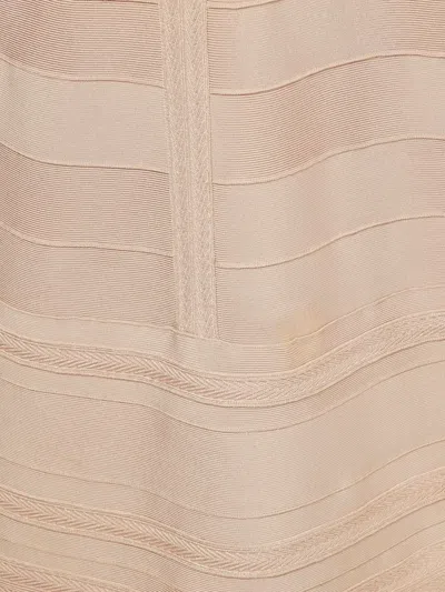 Pre-owned Herve Leger Knitted Crochet Gown In Pink