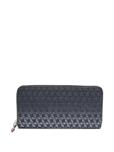 Pre-owned Christian Louboutin Ombré Printed Denim Wallet In Blue