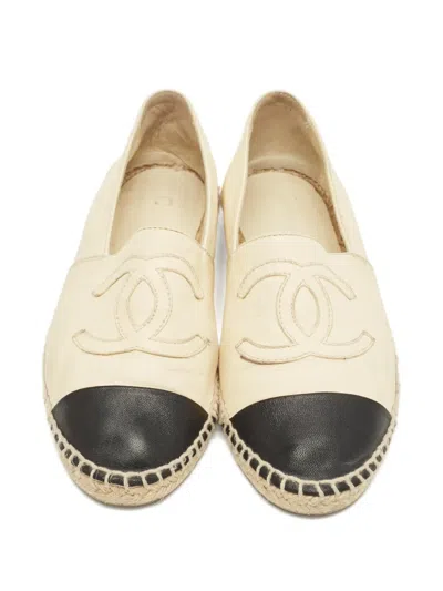 Pre-owned Chanel Embossed Toe Cap Espadrille In Neutral
