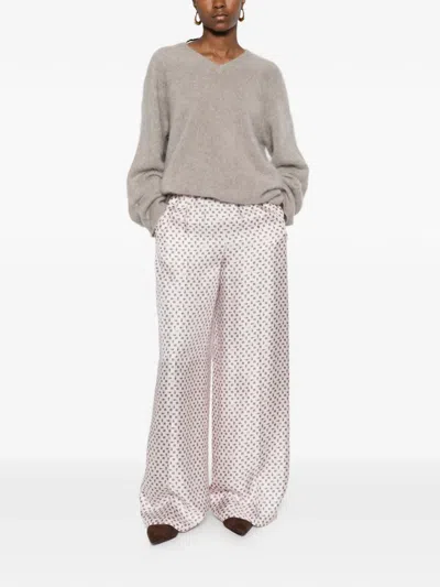 Max Mara X E. Marinella Printed Trousers In Pink